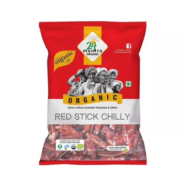 24 Mantra Organic Red Stick Chilly - 100 gm