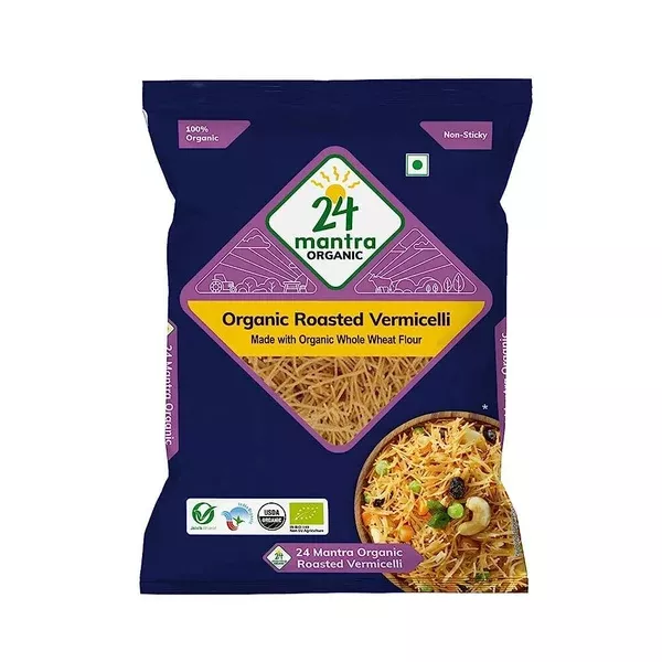 24 Mantra Organic Roasted Vermicelli - Made With Whole Wheat Flour - 400 gm