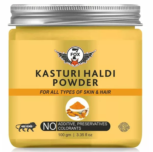 7 Fox Organic Kasturi Haldi Powder, 100% Pure, No Additives - 100 gm