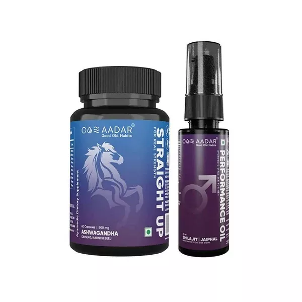 Aadar Ayurvedic Combo- Performance Oil & Straight Up Capsules - Combo