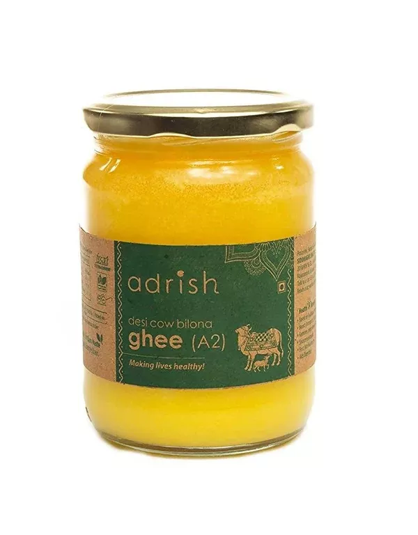 Adrish Desi Cow Bilona A2 Ghee | Pure A2 Ghee | Traditional Vedic Bilona Method Ghee | A2 Gir Cow Ghee - 250 ml
