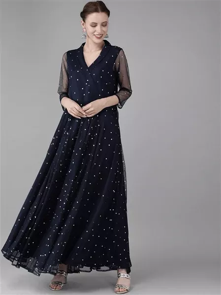 Ahalyaa Women Printed Maxi Dress - XS