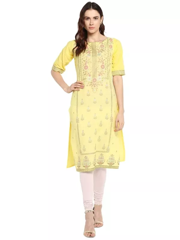 Ahalyaa Womens Cotton Straight Kurta - XS