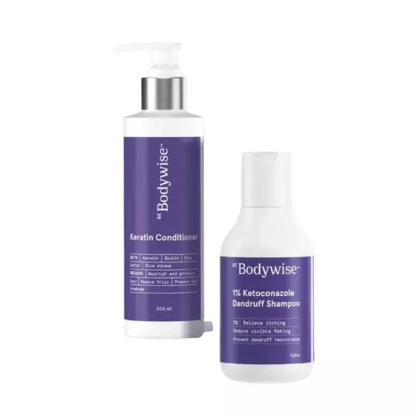 BeBodywise 1% Ketoconazole Dandruff Shampoo and Keratin Conditioner - Combo