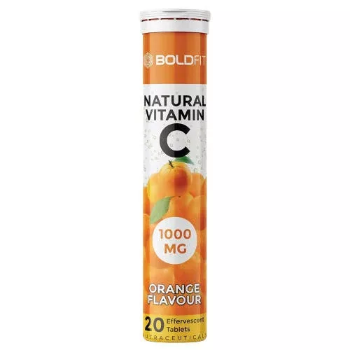 Boldfit Natural Vitamin C 1000mg Effervescent Tablets (Orange Flavor) - 20 tabs
