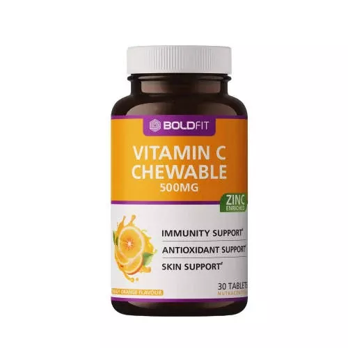 Boldfit Vitamin C 500mg Chewable Tablets (Tangy Orange Flavor) - 30 tabs