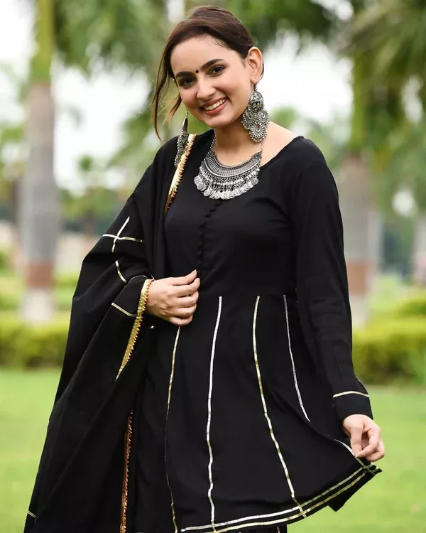 Cheera Black Sharara Kurta Dupatta set - XXS-34