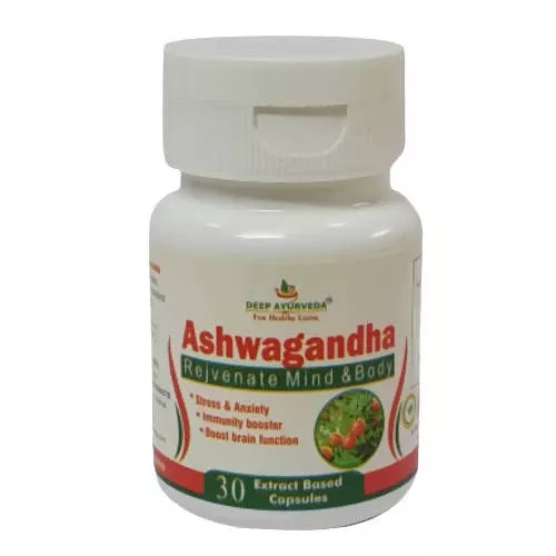 Deep Ayurveda Ashwagandha 500mg Veg Capsules - 30 caps