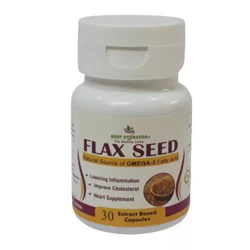 Deep Ayurveda Flax Seed 500mg Veg Capsules - 30 caps