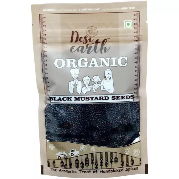 Desi Earth Organic Black Mustard Seeds - 100 gm