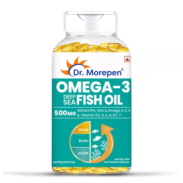 Dr. Morepen Omega-3 Deep Sea Fish Oil 500mg Softgels - 60 Softgels - Pack of 1
