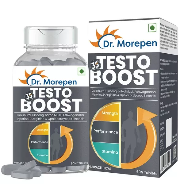 Dr. Morepen Testo Boost For Men | Increases Energy Stamina & Muscle Growth - 60 tabs - Pack of 1