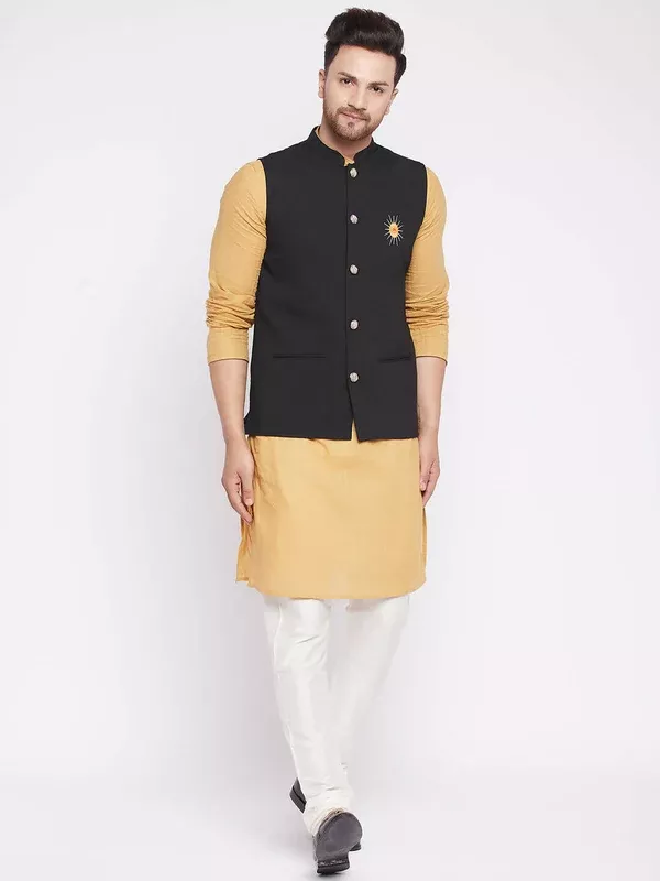 Even Apparels Men Black Nehru Jacket - XS