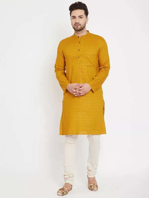 Even Apparels Yellow Rayon Wedding Men's Kurta For Haldi - XS