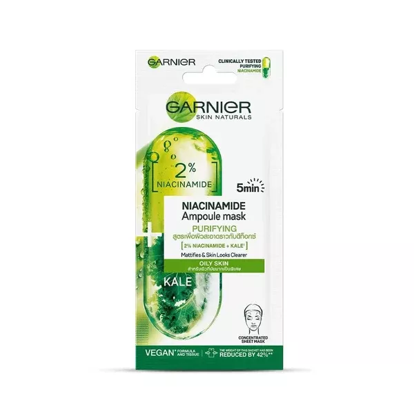 Garnier Niacinamide Serum Ampoule Kale Face Sheet Mask - 15 gm