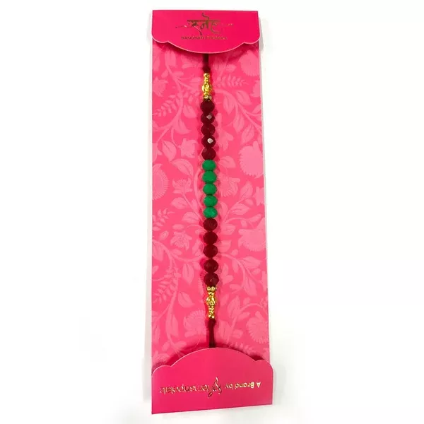 Green & Maroon Stones Rakhi