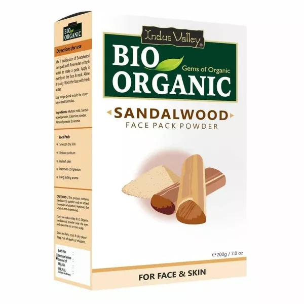 Indus Valley Bio Organic Sandalwood Face Pack Powder - 200 gm