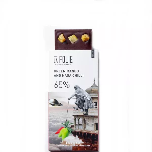 La Folie Green Mango And Naga Chilli Chocolate - 60 gm