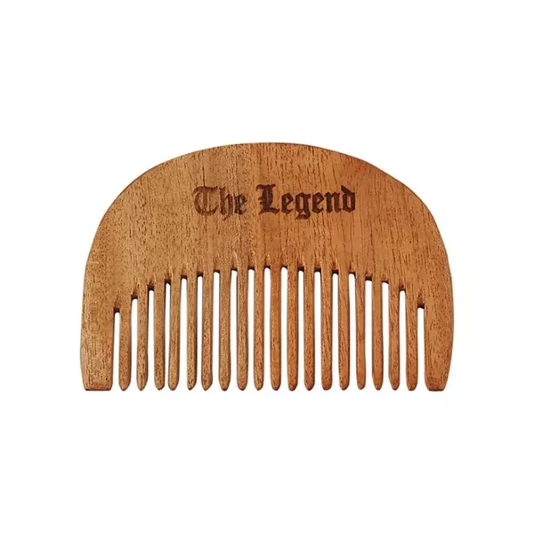 The Legend Organic Pure Neem Wood Mini Beard Comb - Brown
