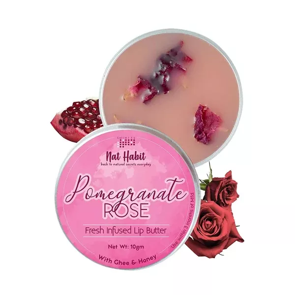 Nat Habit Pomegranate Rose Lip Butter With Ghee And Honey - 10 gm