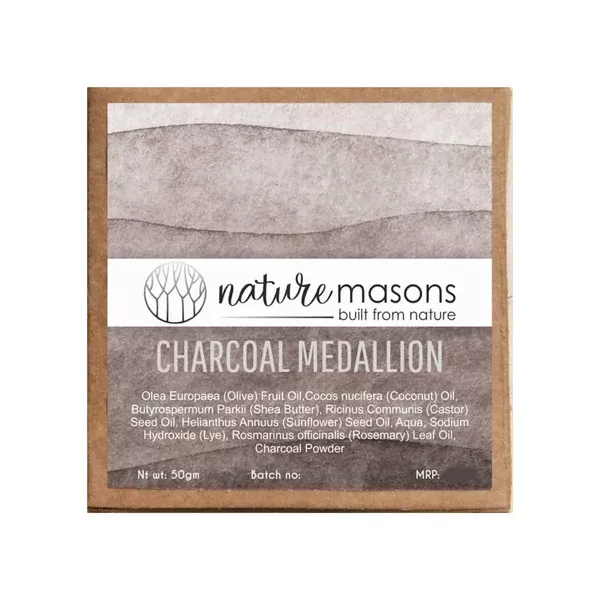 Nature Masons Charcoal Medallion Soap Bar - 50 gm