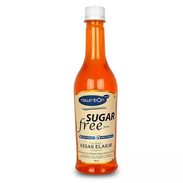 Newtrition Plus Sugar Free Kesar Elaichi Syrup - Pack of 2 - 500 ml