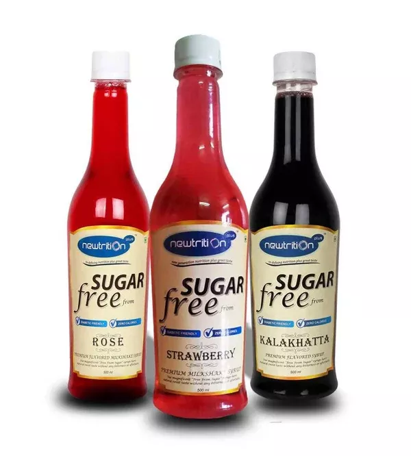 Newtrition Plus Sugar Free Rose + Strawberry + Kalakhatta Syrup - Combo