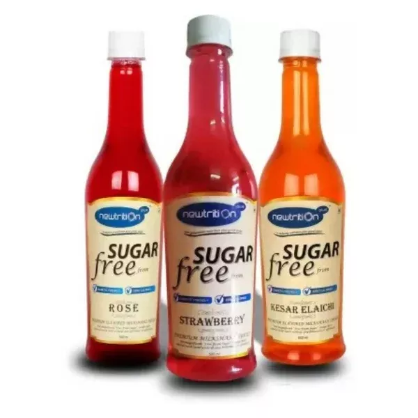 Newtrition Plus Sugar Free Rose + Strawberry +Kesar Elaichi Syrup - Combo
