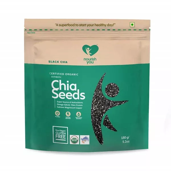 Nourish You Organic Black Chia Seeds - 150 gm