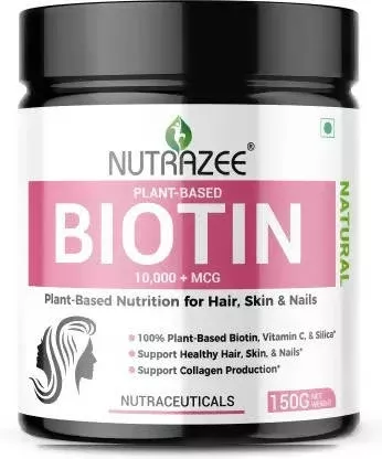Nutrazee Natural Plant-Based Biotin 10000+MCG - 150 gm