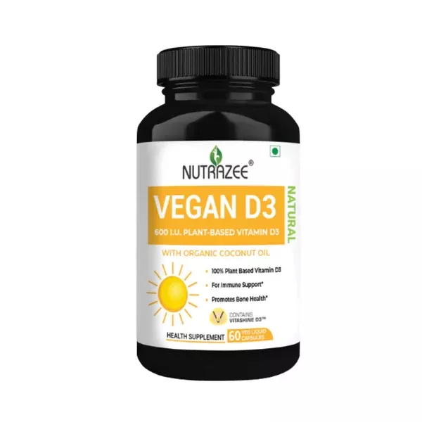Nutrazee Vegan Vitamin D3 Plant Based Supplement Capsules - 60 caps