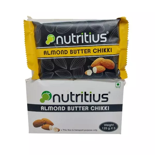 Nutritius Almond Butter Chikki - 100 gm - Pack of 5