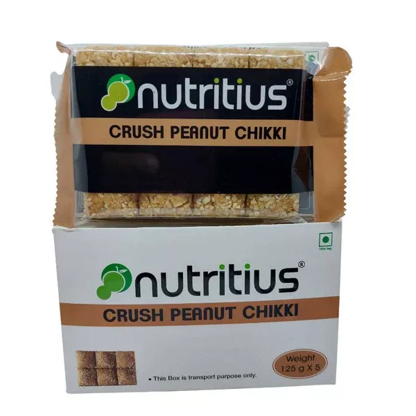 Nutritius Crush Peanut Chikki - 100 gm - Pack of 5