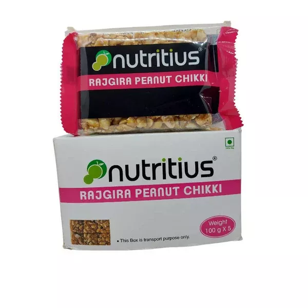 Nutritius Rajgira Peanut Chikki - 100 gm - Pack of 5