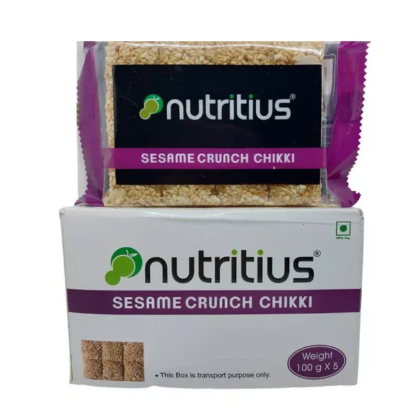 Nutritius Sesame Crunch Chikki - 100 gm - Pack of 5