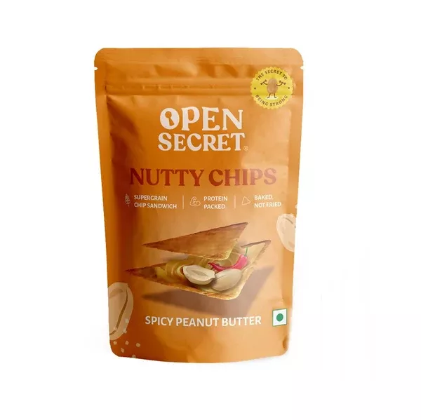 Open Secret Spicy Peanut Butter Nutty Chips - 30 gm - Pack of 9