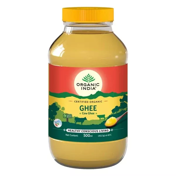 Organic India Cow Ghee | Pure and Natural Desi Ghee - Traditional Curd-Churned - Premium Artisanal Desi Ghee - Diet Friendly with Rich Taste - 500 ml