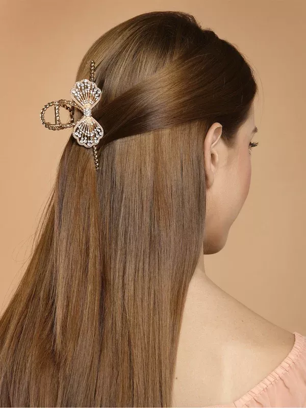 Panash Gold-Toned & White Embellished Claw Clip