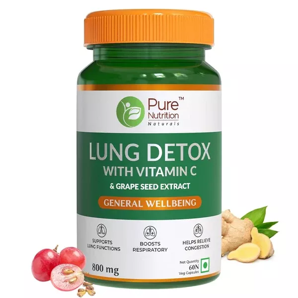 Pure Nutrition Lung Detox with Vitamin C & Grape Seed Extract Veg Capsules - 60 caps