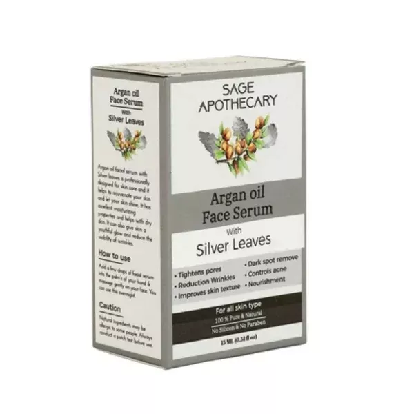 Sage Apothecary Argan Oil Face Serum With Silver Leaves - 15 ml