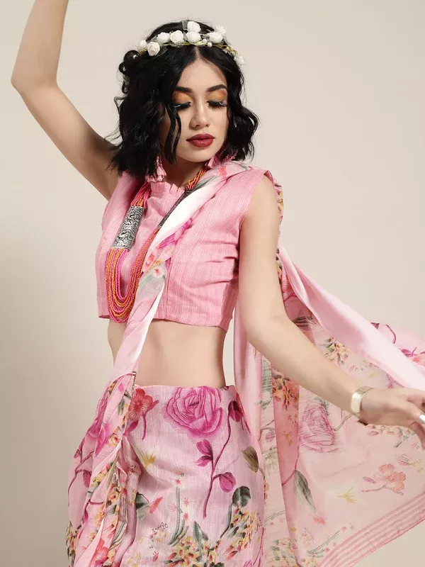 Saree Mall Pink Printed Saree