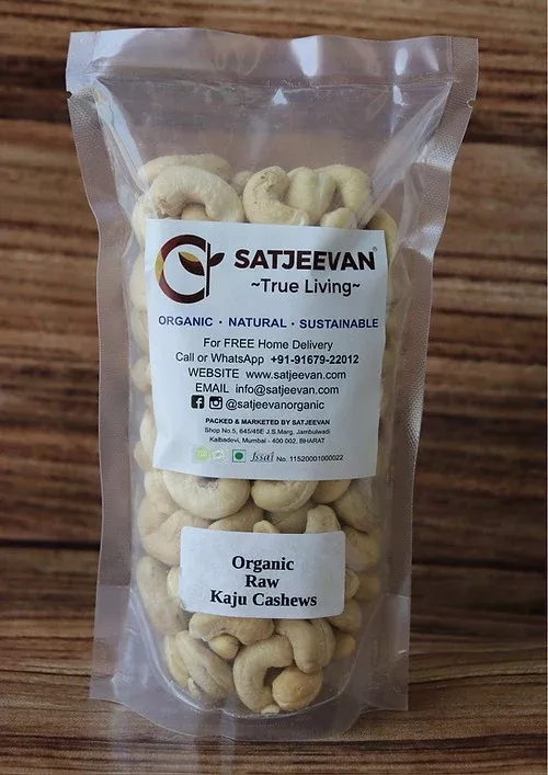 Satjeevan Organic Raw Kaju Cashews - 200 gm