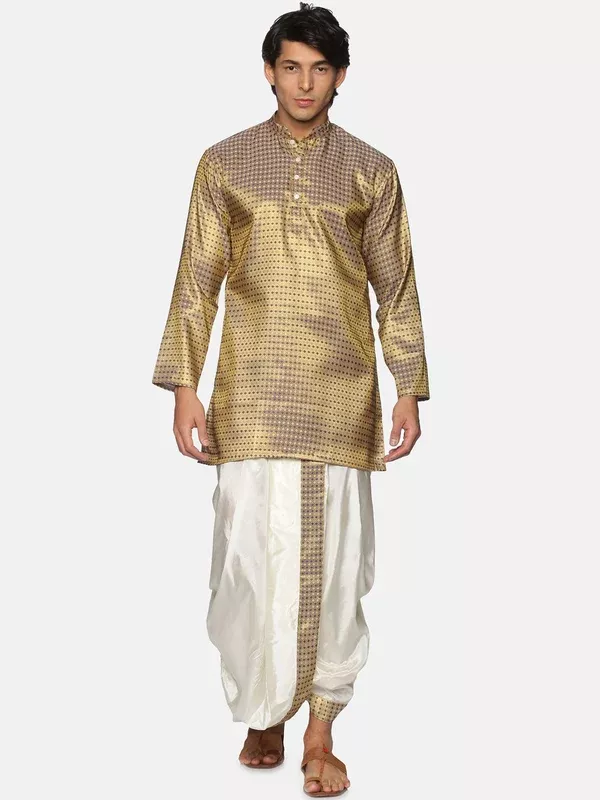 Sethukrishna Men Blue Kurta with Dhoti Pants - S