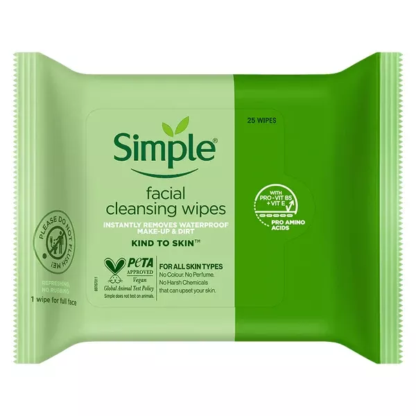 Simple Kind To Skin Cleansing Facial Wipes - 25 wipes