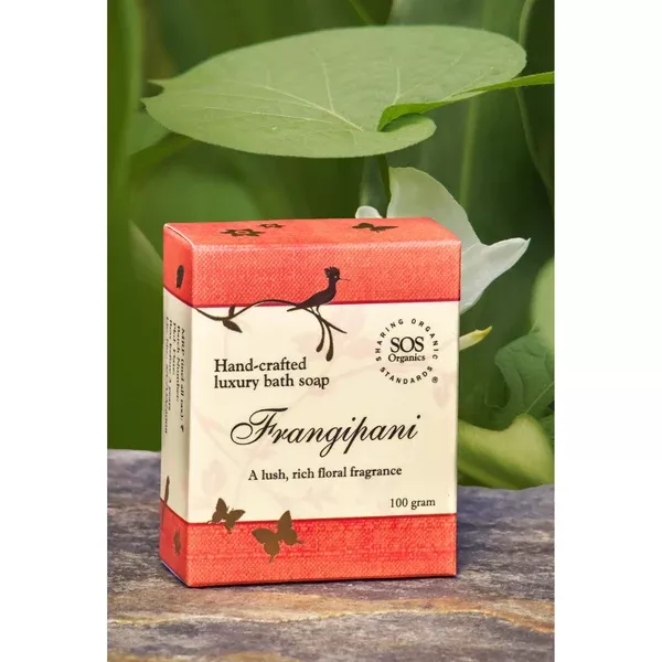 SOS Organics Frangipani Hand-Crafted Luxury Bath Soap - 100 gm
