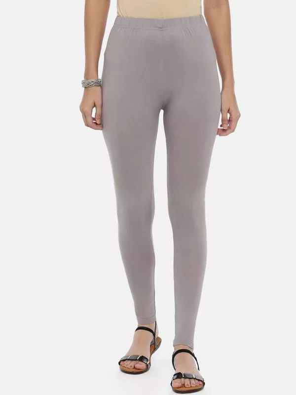 Souchii Women Grey Solid Slim-Fit Ankle-Length Leggings - S