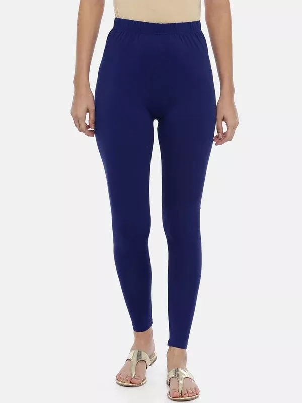 Souchii Women Navy Blue Solid Slim-Fit Ankle-Length Leggings - S