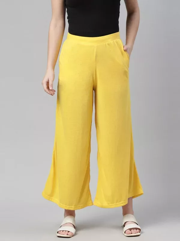 Souchii Yellow Knitted Ethnic Palazzos - 28