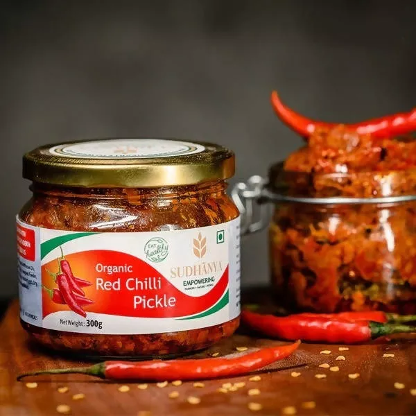 Sudhanya Organic Red Chilli Pickle - 300 gm