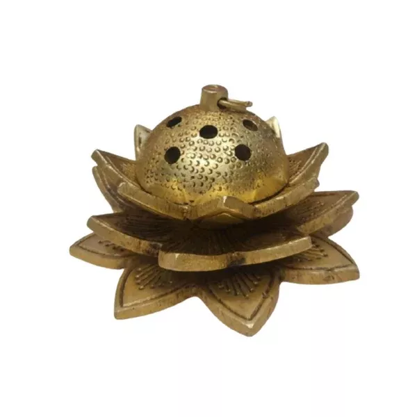 Tamas Brass Handcrafted Lotus Dhoop Stand with Antique Finish